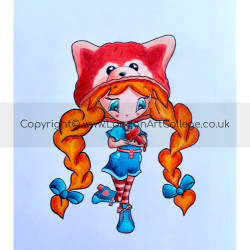 Student drawing of a Chibi/Manga Red Panda Girl from London Art College's Chibi Character Development Course