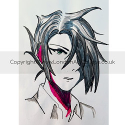 Student pen drawing in Manga style from London Art College's Drawing with Pens Course